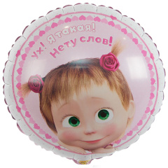 Шар (18"/46 см) Круг, Маша, Сердца, 1 шт. в уп.